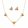 Anti tranish Gold plated 150 No. Minimal Multi Color Bow drop pendant Chain with Studd bow earring for adults - 1 Pc