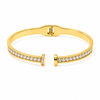Open Dual Band Nail Design Baby Kada Bangle | Gold Plated Pave CZ Screw Head Cuff for Women