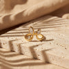 Dual Pear CZ Open Bypass Ring | Gold Plated Twin Teardrop Statement Ring for Women