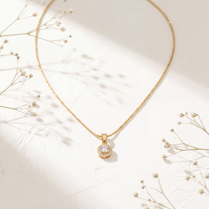 Gold Pear Drop CZ Pendant Chain Anti-Tarnish Necklace