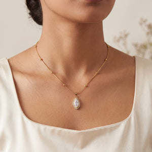 Gold Marquise Leaf CZ Pendant Chain Anti-Tarnish Necklace