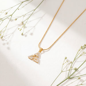 Gold Triangle CZ Pendant Chain Anti-Tarnish Necklace