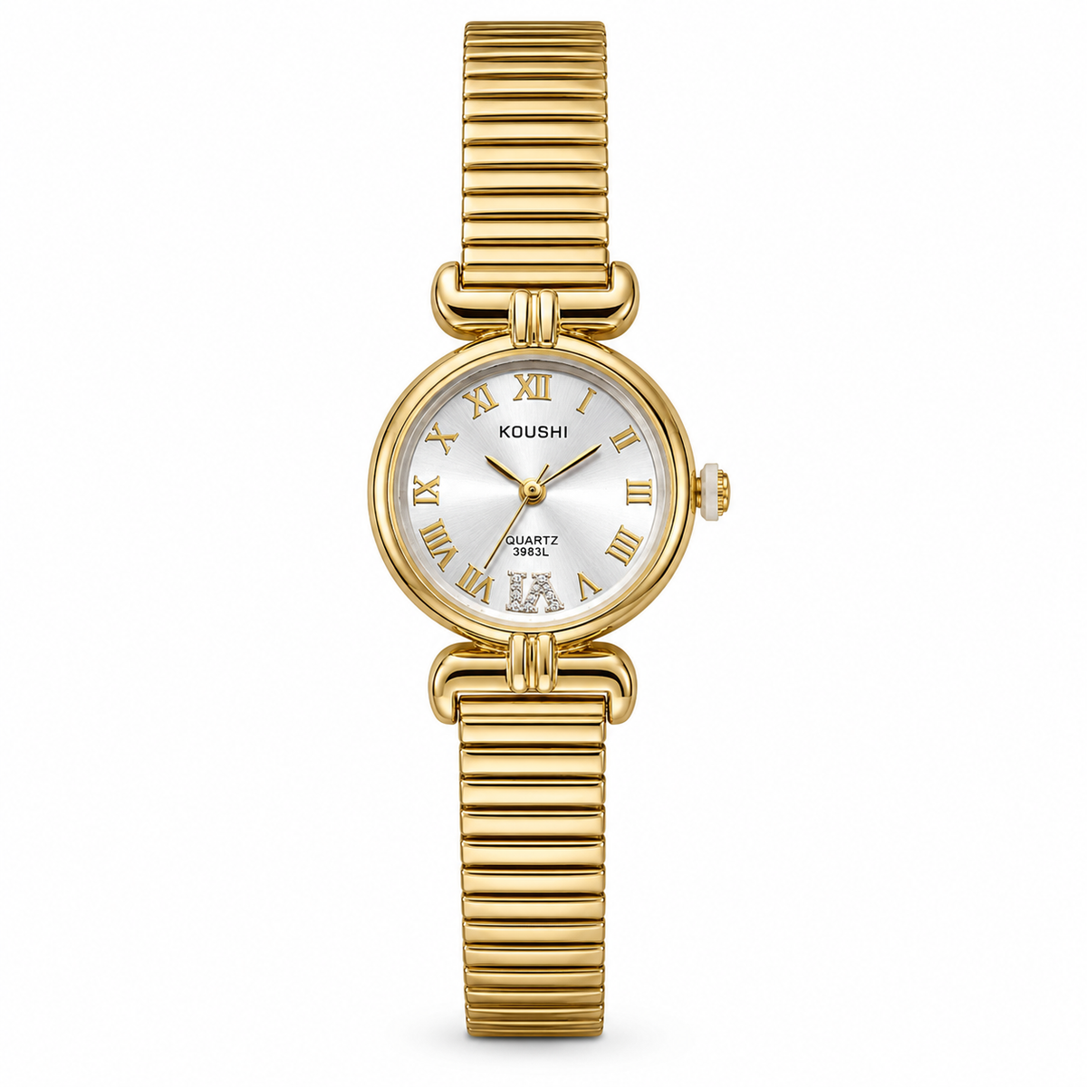 Watches Gold-Tone Round Dial Roman Numeral Bracelet Watch for Women