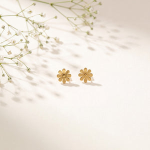 18K Gold Plated Flower Stud Earrings