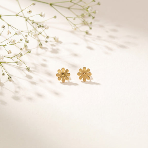 18K Gold Plated Flower Stud Earrings