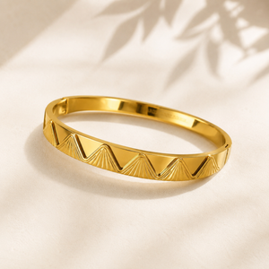 Gold Princess Cut Diamond Panel Oval Kada for Women | Square Stone Cluster Stainless Steel Ladies Bangle | Bold Festive Jewellery