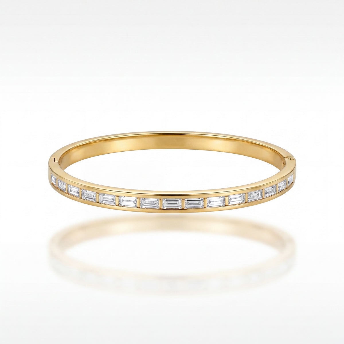 Channel Set CZ Slim Baby Kada Bangle | Gold Plated Eternity Stackable Bracelet for Women