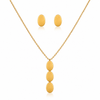 Anti tranish Gold plated 125 No. Chain Minimal 3 Oval linked Pendant with Minimal Oval Earrings for adults - 1 Pc