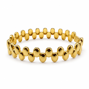 Gold Chunky Oval Egg Bead All Around Kada for Women | Large Ball Motif Stainless Steel Ladies Bangle | Bold Festive Wrist Jewellery