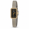 Watches Two-Tone Rectangular Black Dial Crystal Studded Bezel Bracelet Watch for Women