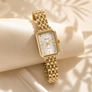 Watches Gold-Tone Rectangular Dial Minimal Chain Bracelet Watch for Women