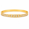 Gold Full Row Large Round Solitaire Diamond Oval Kada for Women | Channel Set Bold Stone Stainless Steel Ladies Bangle | Statement Festive Jewellery
