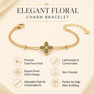 Gold Plated Oval Link Chain Bracelet with Interlocking Double Circle White Stone Halo Charm Center
