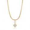 Gold Rhombus CZ Pendant Snake Chain Anti-Tarnish Necklace