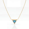 Gold Triangle Blue Sapphire Stone Pendant Chain Anti-Tarnish Necklace