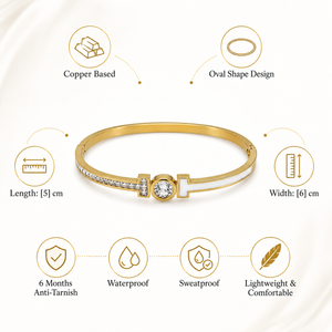 Gold Twisted Rope Diamond Oval Kada for Women | Braided Band Stone Stainless Steel Ladies Bangle | Textured Festive Jewellery