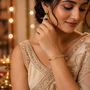 Gold Flush Set Diamond Band Oval Kada for Women | Grain Set Stone Stainless Steel Ladies Bangle | Refined Festive Jewellery