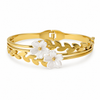 Gold Slim Channel Diamond Row Oval Kada for Women | Delicate Stone Band Stainless Steel Ladies Bangle | Everyday Festive Jewellery