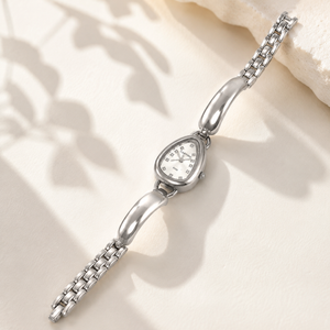 Watches Silver-Tone Teardrop Dial Chain Bracelet Watch for Women