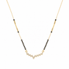 KZ Gold Plated Zigzag Bar CZ Mangalsutra for Women Black Bead Chain Wave Lightning Pendant FS