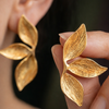 Anti-Tarnish Gold Plated Hanging Half Flower Earrings - 1 Pair