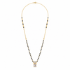 KZ Gold Plated Square CZ Solitaire Mangalsutra for Women Black Bead Chain Stacked Stone Pendant FS