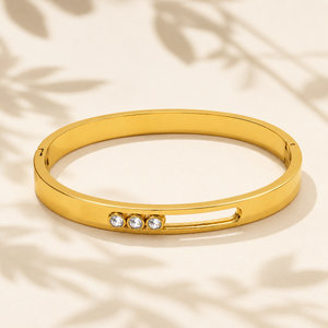 Gold Flat Band Plain Hinged Oval Kada for Women | Smooth Flat Profile Stainless Steel Ladies Bangle | Minimalist Daily Wear Jewellery