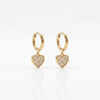 18K Gold Plated Pavé Heart Charm Hoop Earrings