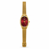 Watches Gold-Tone Barrel Maroon Dial Mesh Bracelet Watch for Women