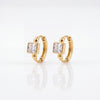 Gold Plated Square CZ Bezel Huggie Hoop Earrings