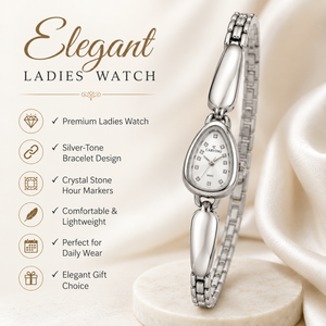 Watches Silver-Tone Teardrop Dial Chain Bracelet Watch for Women