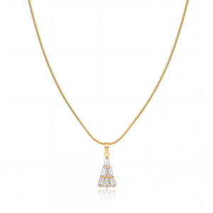 Gold CZ Pave Tassel Drop Pendant Chain Anti-Tarnish Necklace
