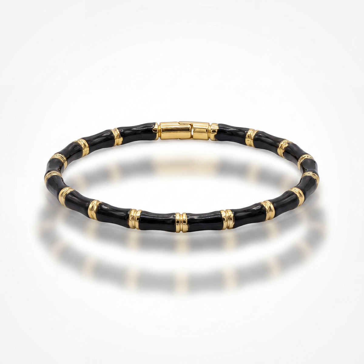 Black & Gold Bamboo Anti-Tarnish Beaded Kada Bracelet for Women