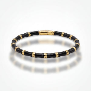 Black & Gold Bamboo Anti-Tarnish Beaded Kada Bracelet for Women