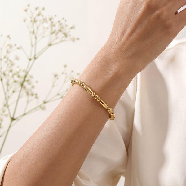 Gold Plated Bamboo Style Hoop Earrings