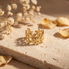 Gold Plated Leaf Vine Wrap Ring | Nature-Inspired Open Band Statement Ring for Women