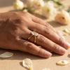 Woman Wearing Marquise Cut White CZ Solitaire Gold Plated Ring by House of Viya – Bridal Promise Ring on Hand