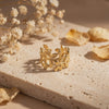 Gold Plated Leaf Vine Wrap Ring | Nature-Inspired Open Band Statement Ring for Women